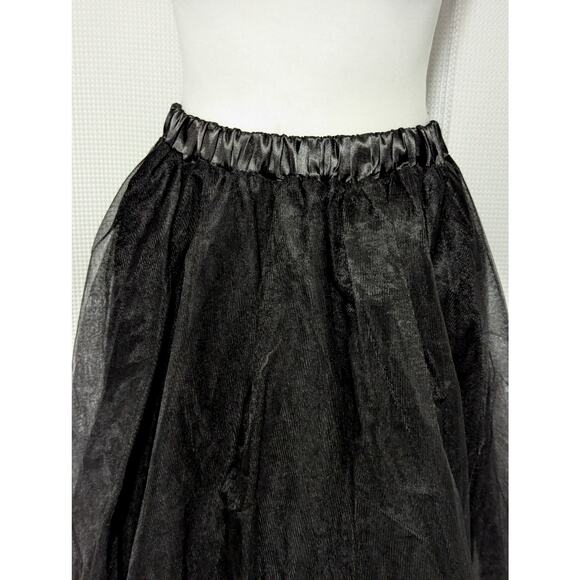 NWOT! FROU-FROU BLACK SATIN AND BLACK NET FULL POUFY, MIDI LENGTH SKIRT! SZ M - Picture 3 of 8